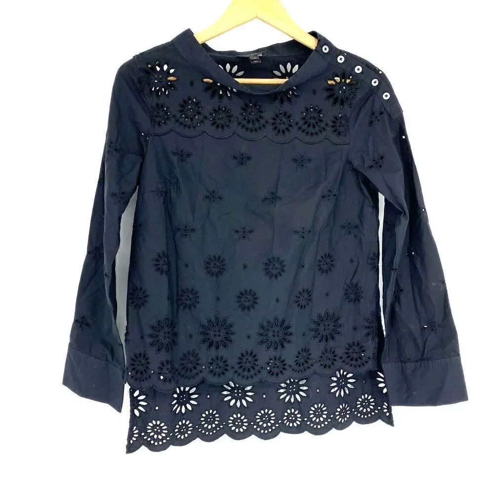 J Crew Top Size Funnel Neck Eyelet